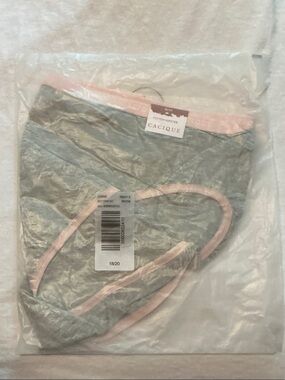Cacique Heather Gray Hipster Panty with Light Pink Trim